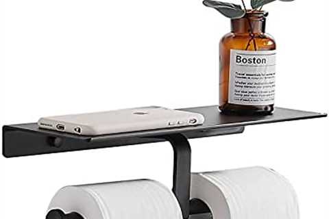 Danpoo Matte Black Toilet Paper Holder with Shelf/ Dual Rolls Commercial Toilet Paper Dispenser..