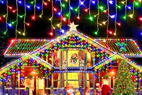 Christmas String Lights Outdoor – 640 LED 66 Feet 8 Modes Curtain Fairy Lights with 120 Drops,..