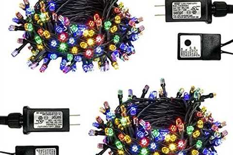 PABIPABI Led Christmas Tree Lights Multicolor, 2 Pack 200 Led Christmas Lights Outdoor, 66ft..