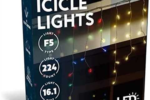 Joiedomi 224 LED Christmas Icicle Lights Outdoor with 10 Modes 16.1FT Warm White and Multicolor..