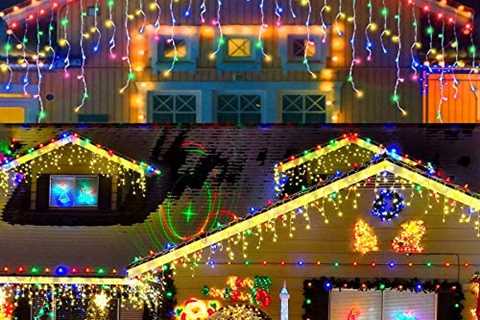 LED Icicle Lights, 640 LED Christmas Lights, 65.6ft 8 Modes Plug in Fairy String Lights with 120..