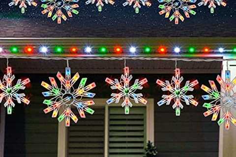 Dazzle Bright Christmas Snowflake Lights Outdoor,100 Count 8.5FT Connectable Waterproof Christmas..