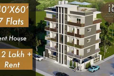 40X60 Feet Apartment Design with 7 Flats | 2400 Sqft Plan | 12X18 Meters Design